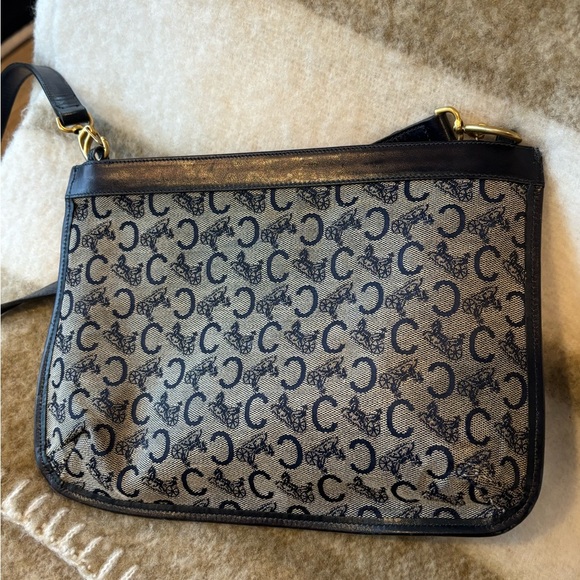 Celine Vntg. Navy and White Patterned Shoulder Bag - Picture 8 of 12